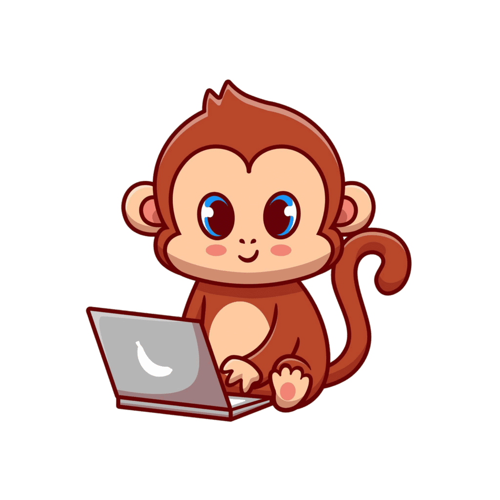 cute monkey working laptop