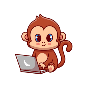 cute monkey working laptop