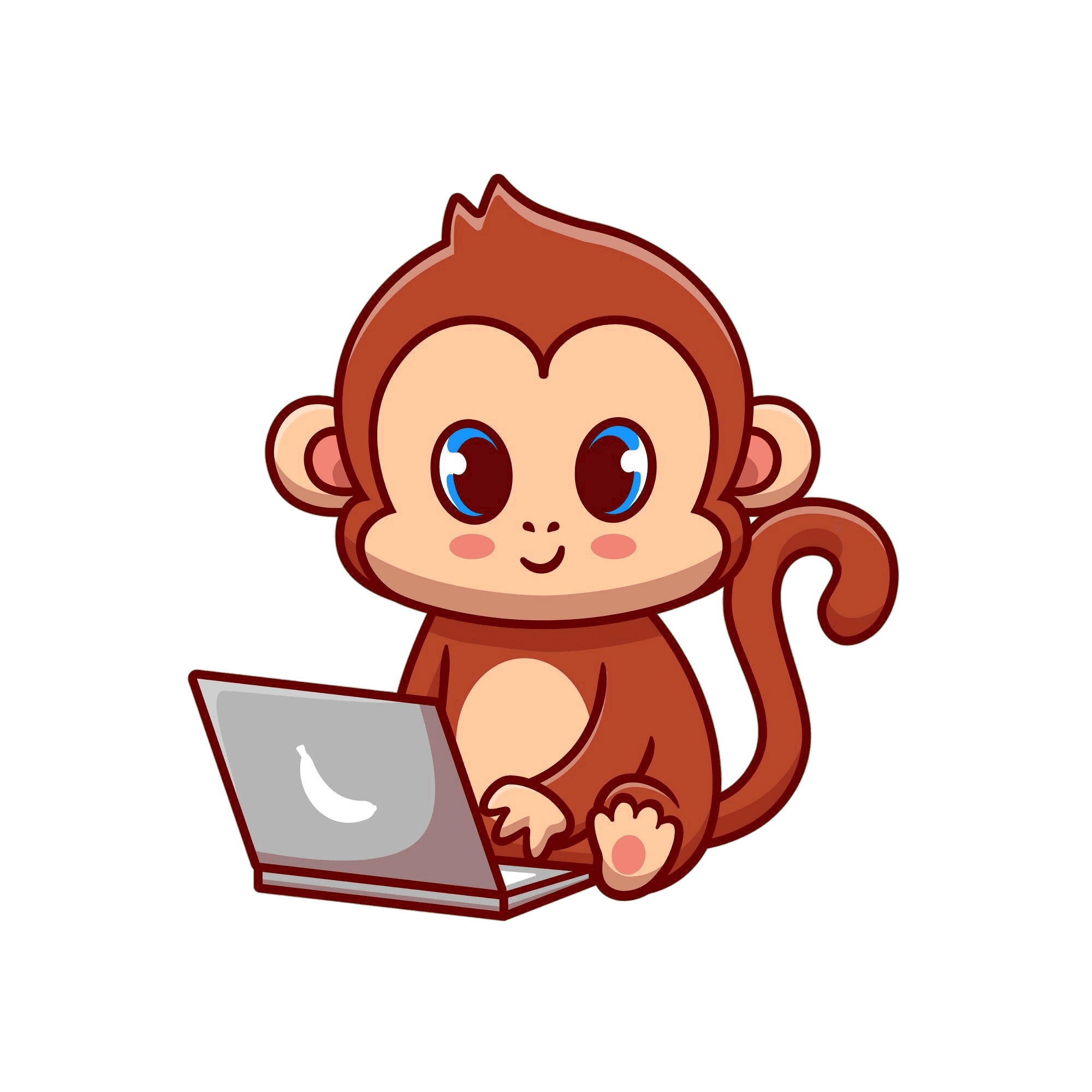 cute monkey working laptop
